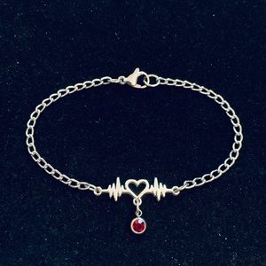 Heartbeat EKG Lifeline RN themed bracelet (stainless steel)